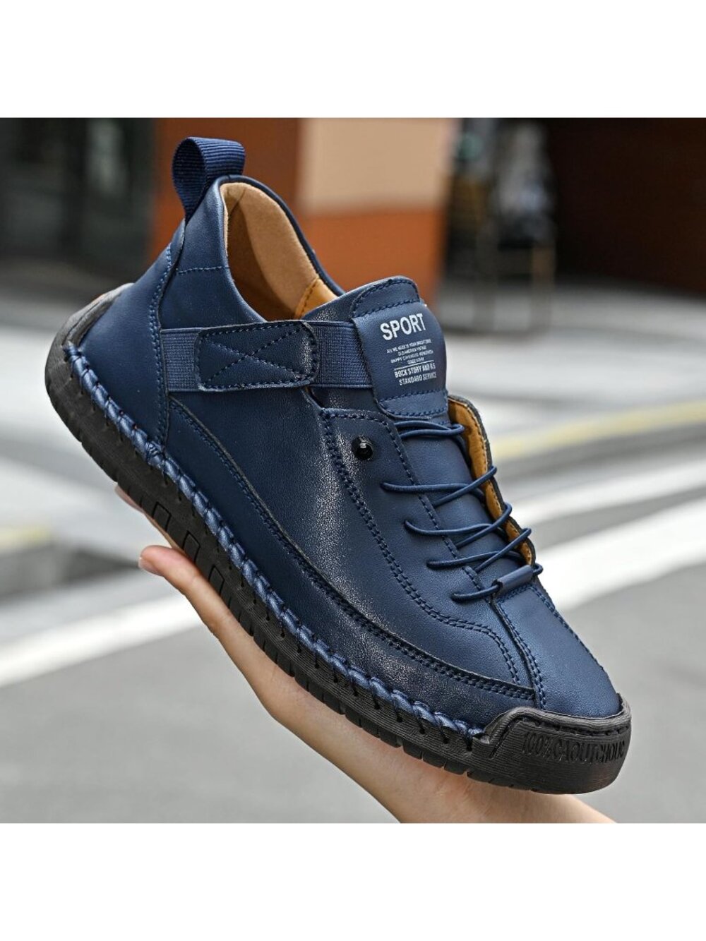 Women's Dark Blue Breathable Loafers Mid top Walking Flats Ankle Chukka Boots - Picture 2 of 7